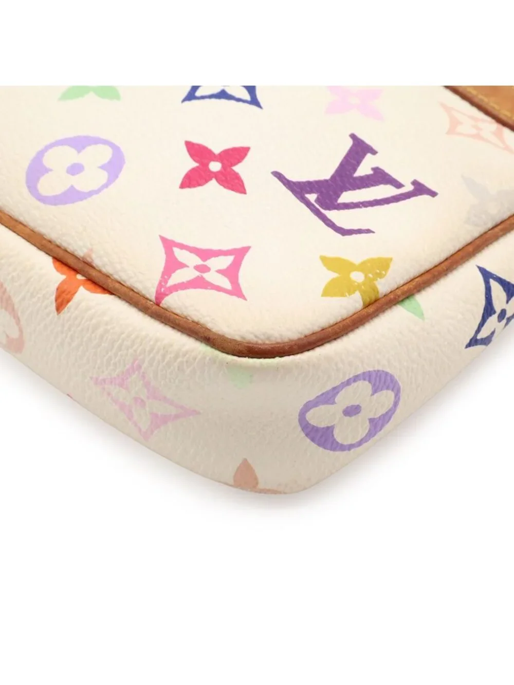 Louis Vuitton Monogram Multicolor Pochette Soir Pouch Party Blanc White